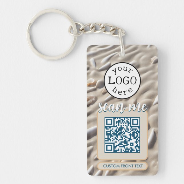 Double QR Code for Business Sandy Beach Key Ring (Front)