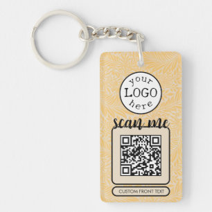 Double QR Code for Business William Morris Yellow Key Ring