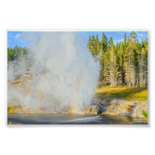 Double Rainbow at Riverside Geyser, Yellowstone Photo Print