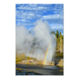 Double Rainbow at Riverside Geyser, Yellowstone Photo Print