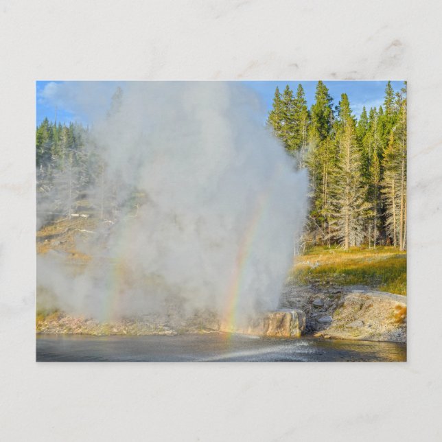 Double Rainbow at Riverside Geyser, Yellowstone Postcard (Front)