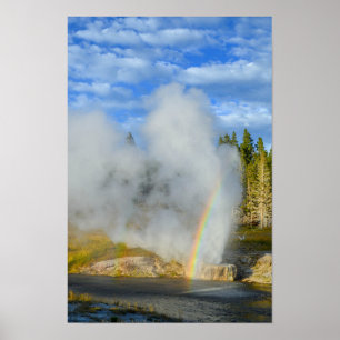 Double Rainbow at Riverside Geyser, Yellowstone Poster