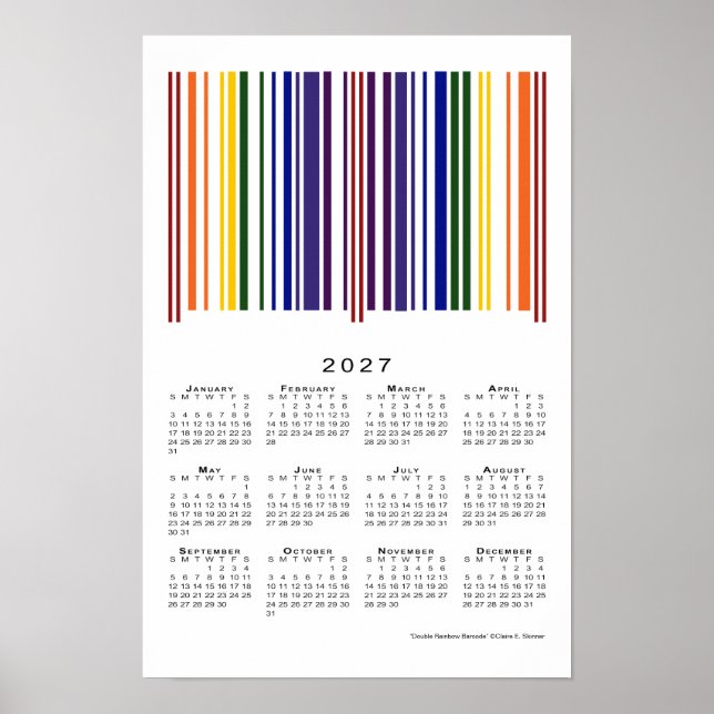 Double Rainbow Barcode 2027 Calendar Poster (Front)