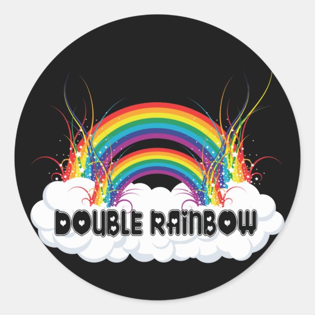 DOUBLE RAINBOW CLASSIC ROUND STICKER (Front)