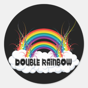 DOUBLE RAINBOW CLASSIC ROUND STICKER