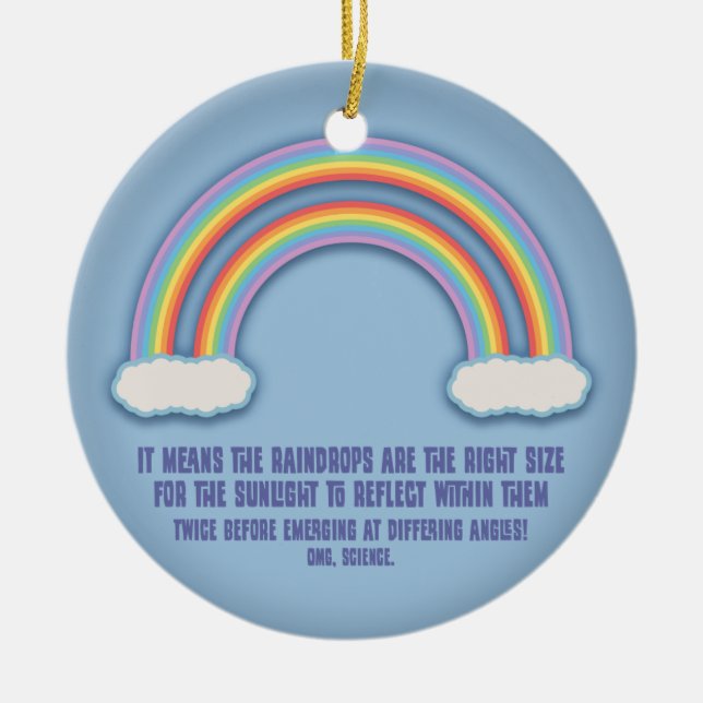 Double Rainbow Meaning Ceramic Tree Decoration (Front)