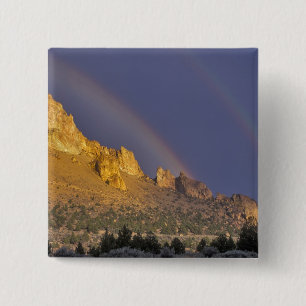 Double rainbow over a rock formation near Smith 15 Cm Square Badge