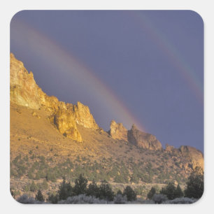Double rainbow over a rock formation near Smith Square Sticker
