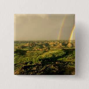 Double Rainbow over Painted Canyon in Theodore 15 Cm Square Badge