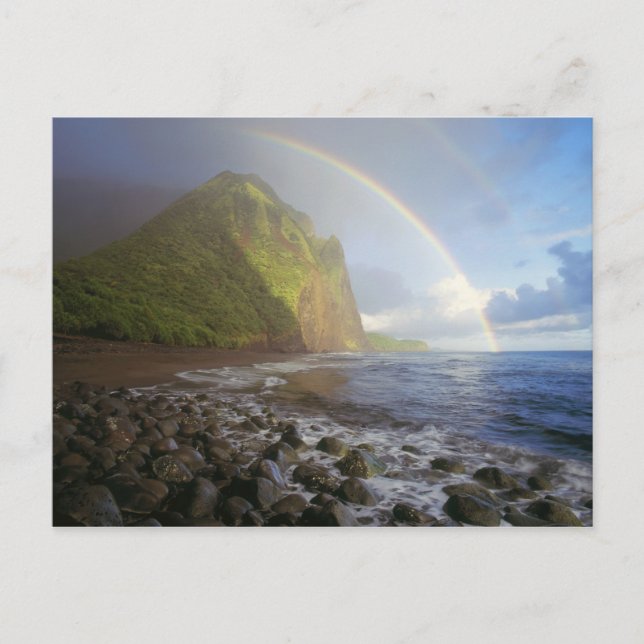 Double rainbow over the cliffs of the North Postcard (Front)