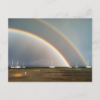 Double Rainbow Over Traverse City Postcard