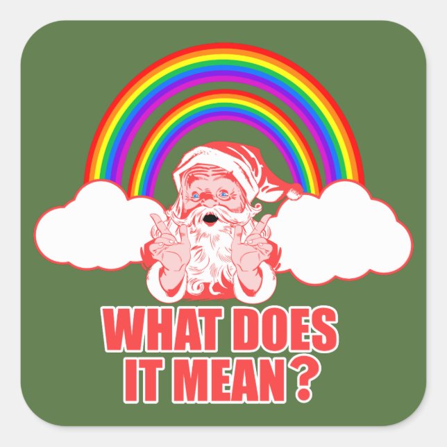 Double Rainbow Santa Claus Square Sticker (Front)