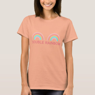 Double Rainbow Text Ladies T-Shirt