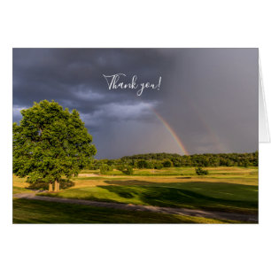 Double Rainbow Through Rain Thank You Card