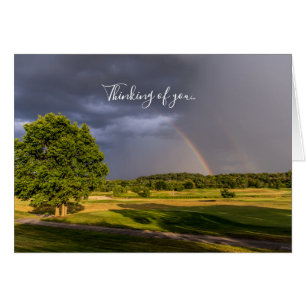 Double Rainbow Through Rain Thinking Of You Card