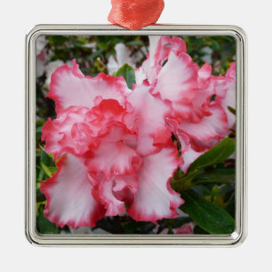 Double Red and White Azaleas Spring Floral Metal Tree Decoration