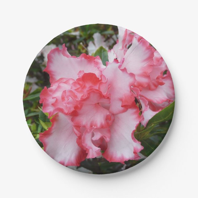 Double Red and White Azaleas Spring Floral Paper Plate (Front)