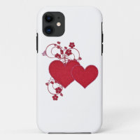 Double Red Hearts & Glitter Design Valentine's Day