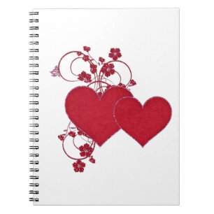 Double Red Hearts & Glitter Design Valentine's Day Notebook