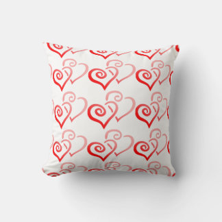 Double Red Swirly Hearts Pillow