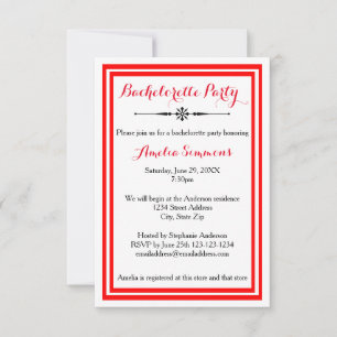 Double Red Trim - 3x5 Bachelorette Invitation
