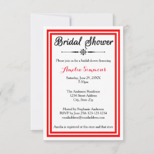 Double Red Trim - 3x5 Bridal Shower Invitation