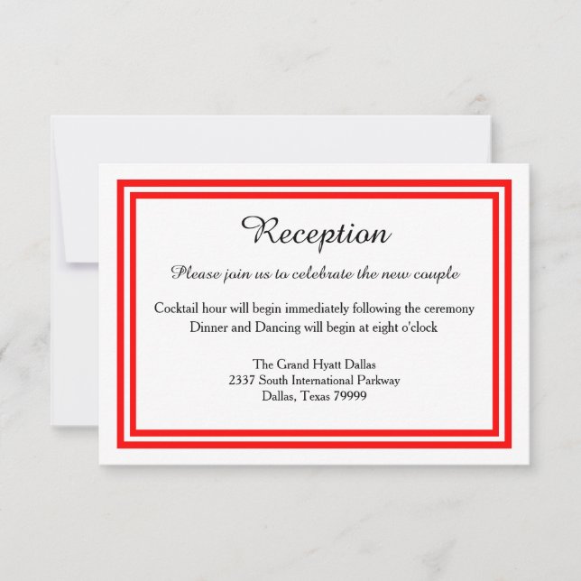Double Red Trim-Reception Invition Invitation (Front)