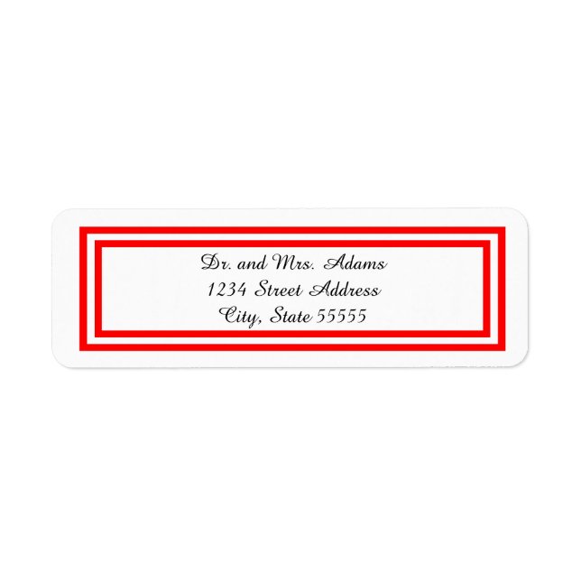 Double Red Trim - Return Address Label (Front)