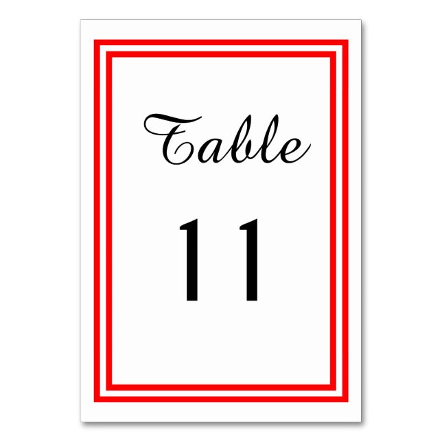 Double Red Trim - Table Card (Front)