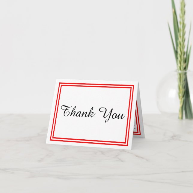 Double Red Trim - Thank You Card (Front)