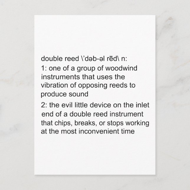 Double Reed Definition Postcard (Front)