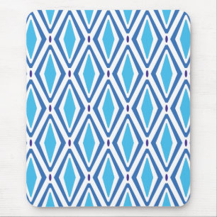 Double Retro Diamond Pattern (Blue) Mouse Mat