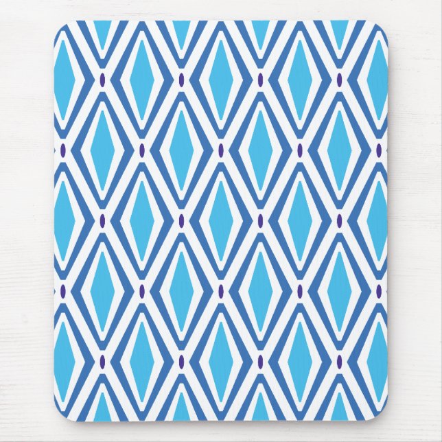 Double Retro Diamond Pattern (Blue) Mouse Mat (Front)