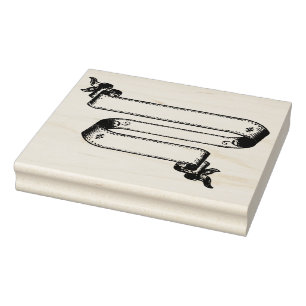 Double Ribbon Banner Vintage Rubber Art Stamp