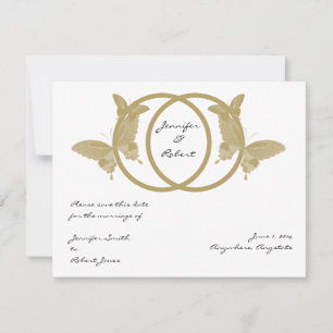Double Ring Butterfly Monogram Save the Date Card