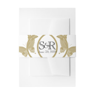 Double Ring Butterfly Monogram Wedding Belly Band Invitation Belly Band