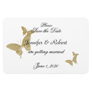 Double Ring Butterfly Wedding Save the Date Magnet