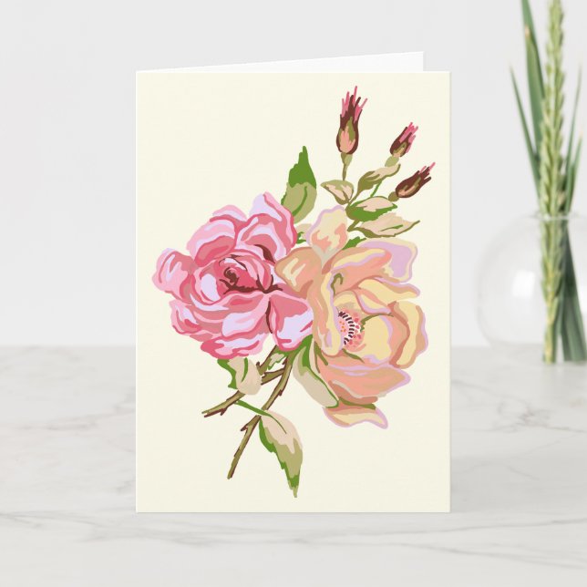 Double Rose Ivory Card - blank inside (Front)