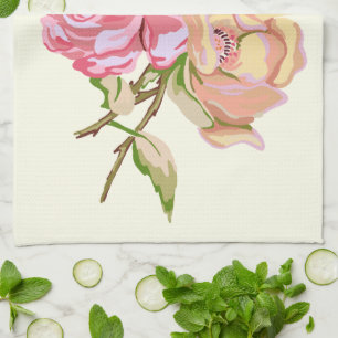 Double Rose Ivory Kitchen Towel 16" x 24"