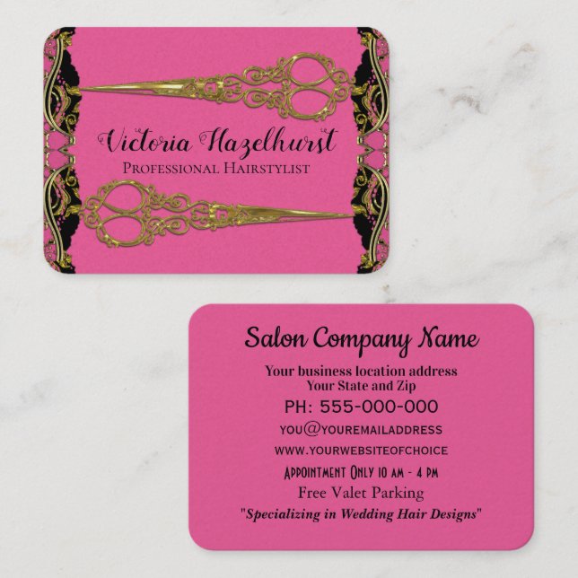 Double Scissors Paris Pearl Baroque Hairstyist Business Card (Front/Back)