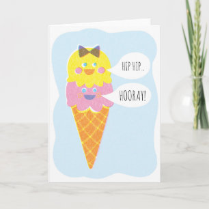 Double Scoop Girl Ice Cream Greeting Card