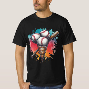 Double Scoop Home Run – Colourful Baseball Cone T-Shirt