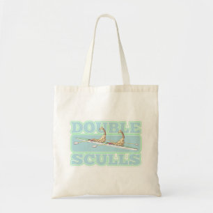 Double sculls rowing funny giraffes tote bag