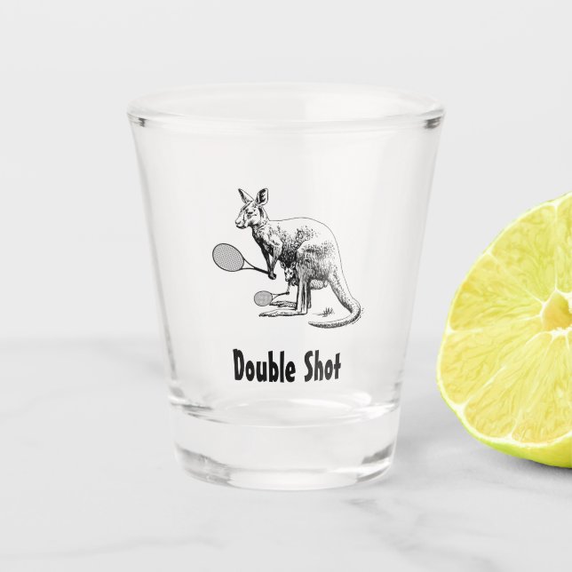 Double Shot Kangaroo Tennis Glass (Front)