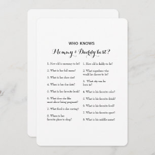 Double Side 2 Baby Shower Game- Advice   Who Knows Invitation