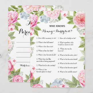Double Side 2 Baby Shower Game- Advice | Who Knows Invitation