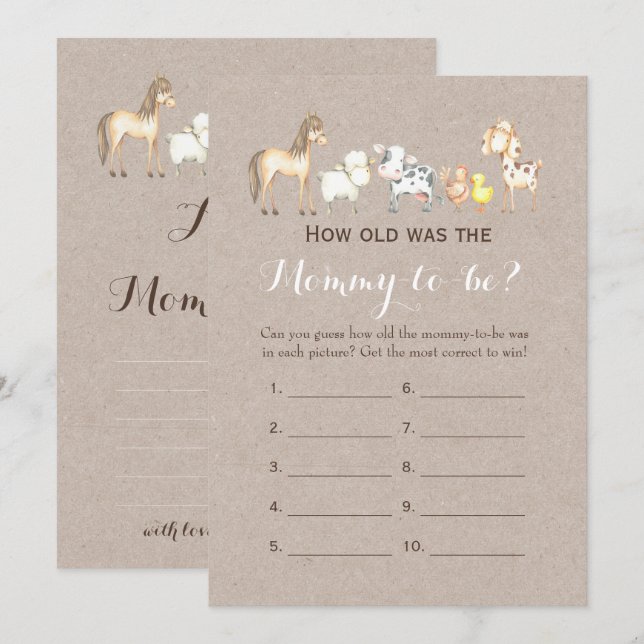 Double Side- 2 Baby Shower Games- How Old | Advice Invitation (Front/Back)