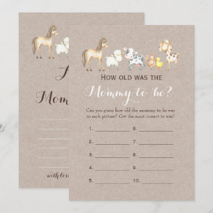 Double Side- 2 Baby Shower Games- How Old   Advice Invitation