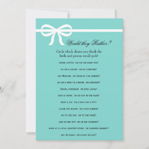 Double Side Aqua & Bows Bridal Shower Games