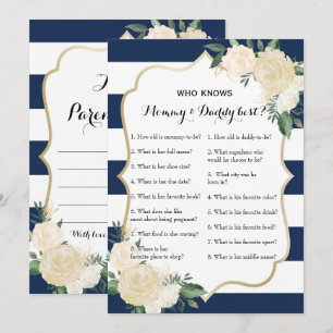 Double Side Baby Shower Games - Advice   Who Knows Invitation